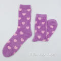 Chaussettes de chaleur violette en fil pour plumes